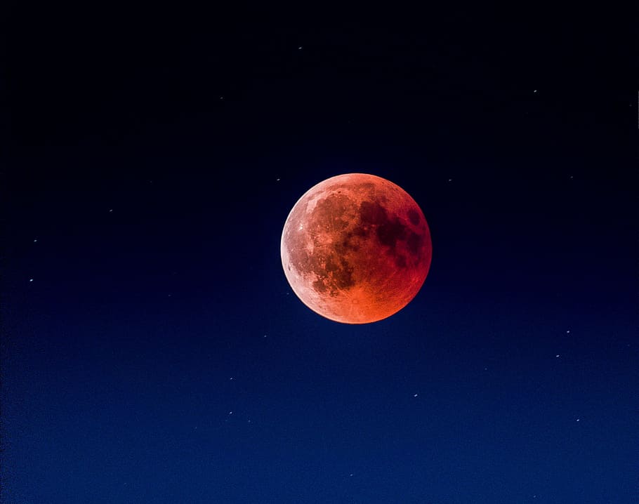 blood moon at night time, space, moonscape, astronomy, astrophotography