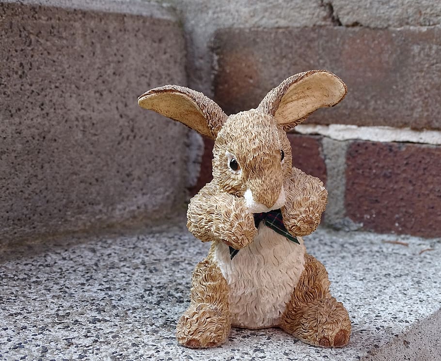hare, easter bunny, rabbit, cute, dekohase, figure, toy, stuffed toy HD wallpaper