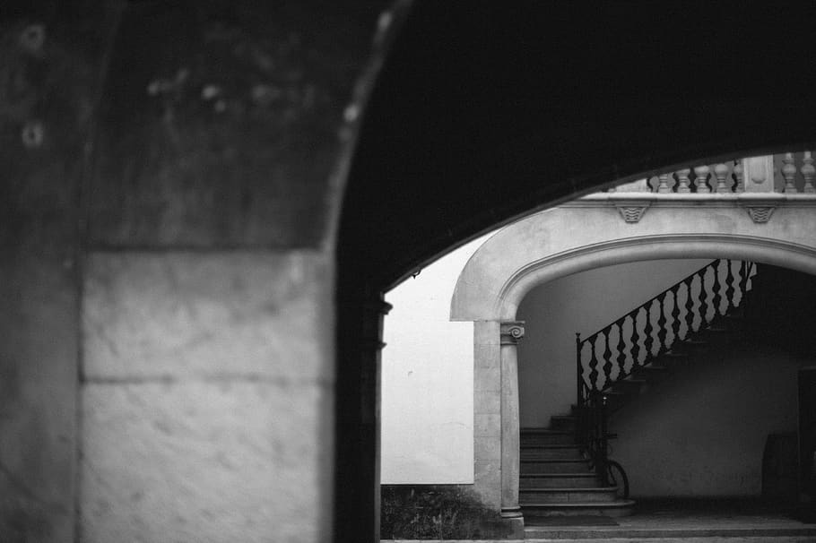 gray concrete house, banister, handrail, railing, architecture HD wallpaper