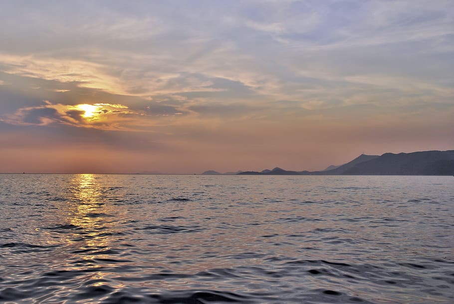 croatia, sunset, water, sky, scenics - nature, beauty in nature HD wallpaper