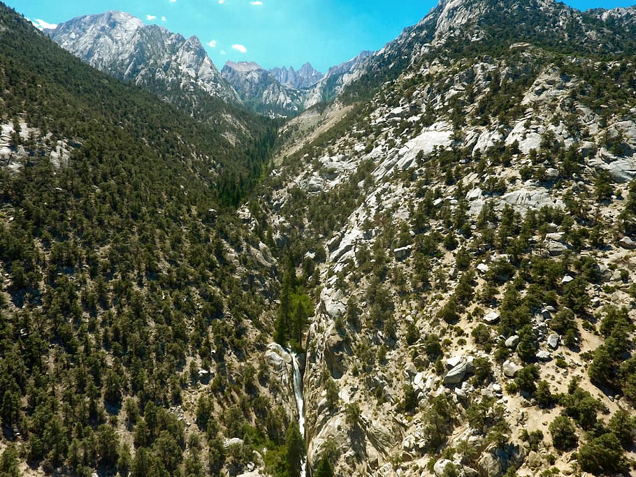 sierra nevada mountains, lone pine creek, mount whitney, uav, HD wallpaper