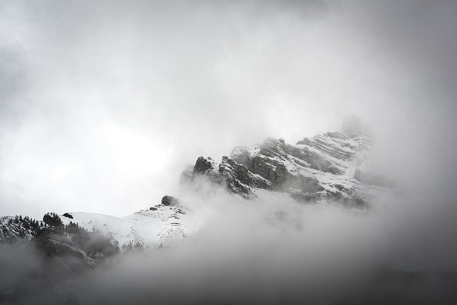 canada, banff, mountains, fog, tranquility, beauty in nature HD wallpaper