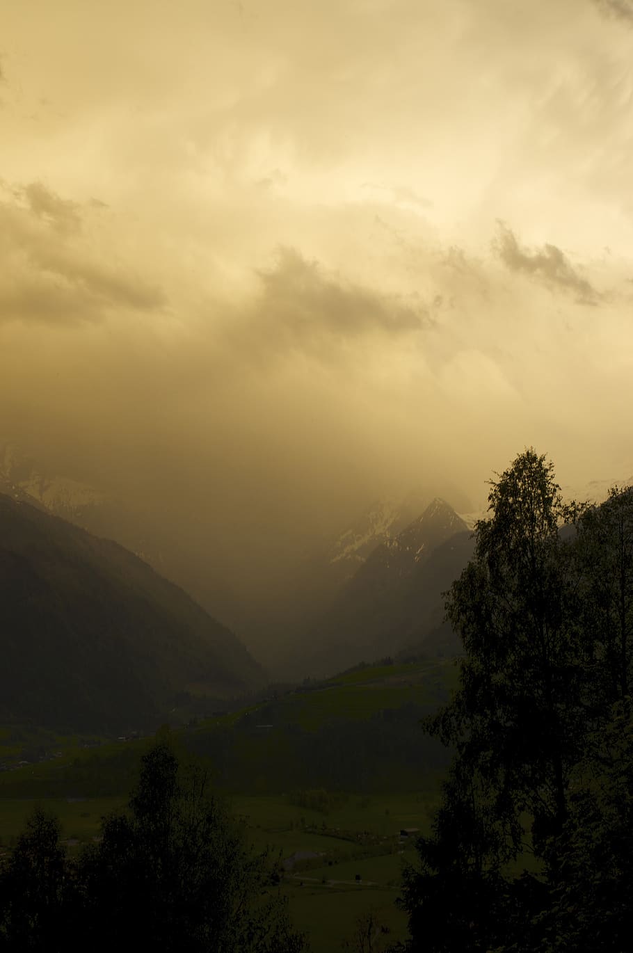austria, aufhausen, fürth, mist, outdoor, sky, evening, landscape