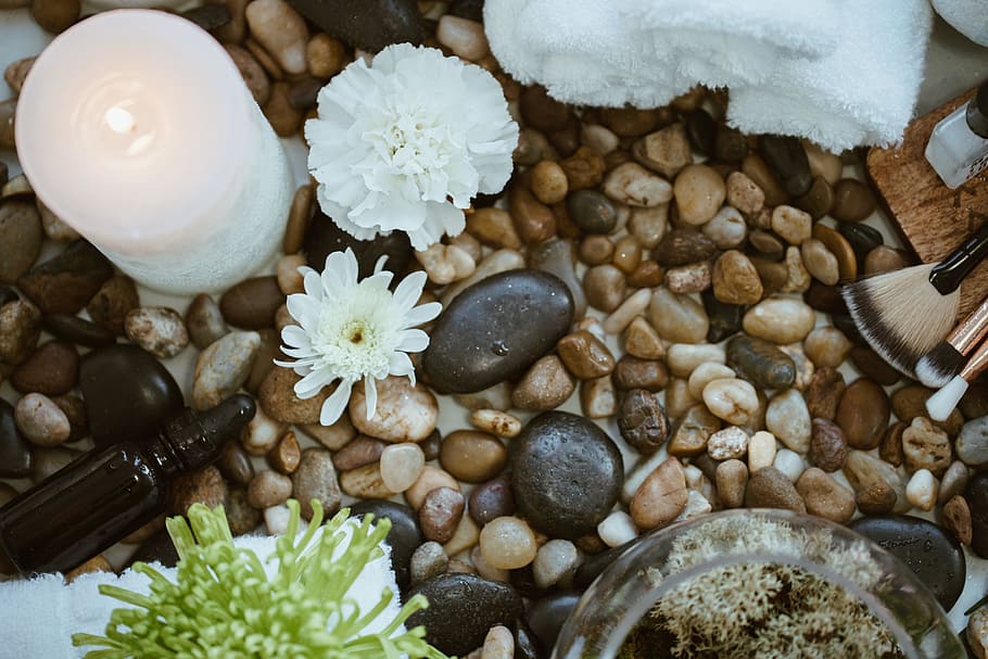 All Natural Spa Decorations Photo, Makeup, Relax, Rocks, plant HD wallpaper