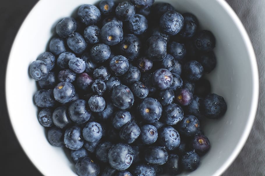 blueberries on white ceramic plate, food and drink, healthy eating HD wallpaper