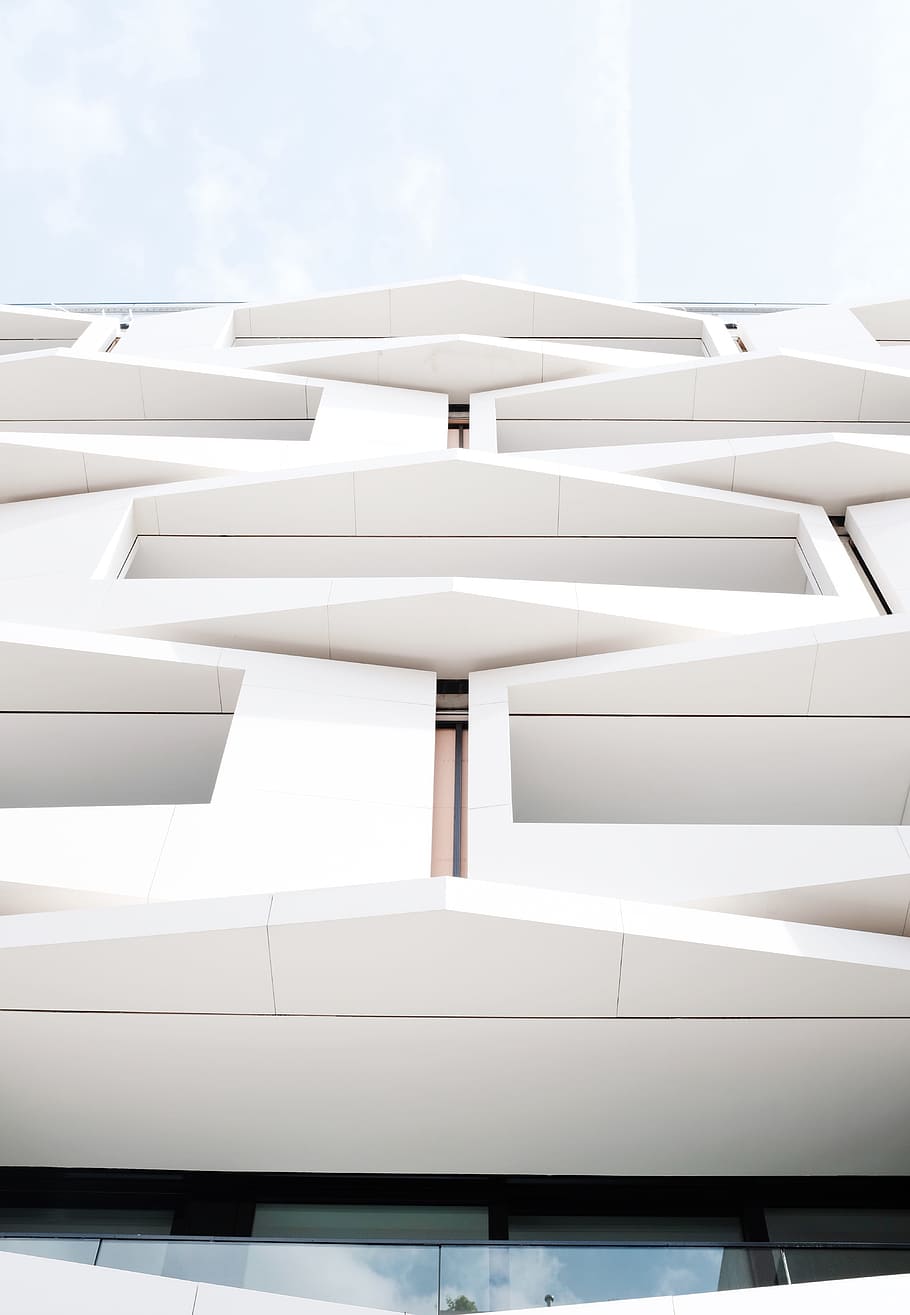 building, window, sky, minimal, white, architecture, exterior HD wallpaper