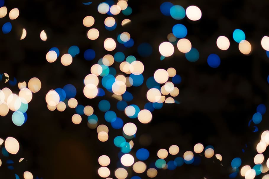 bokeh, lights, night, dark, photography, christmas, holiday HD wallpaper