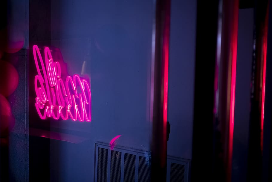 turned-on pink neon signage, light, new york, night, milk bar, HD wallpaper