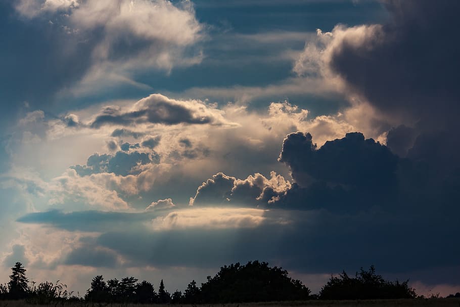 sky, clouds, mood, weather, evening, thunderstorm, nature, dramatic HD wallpaper
