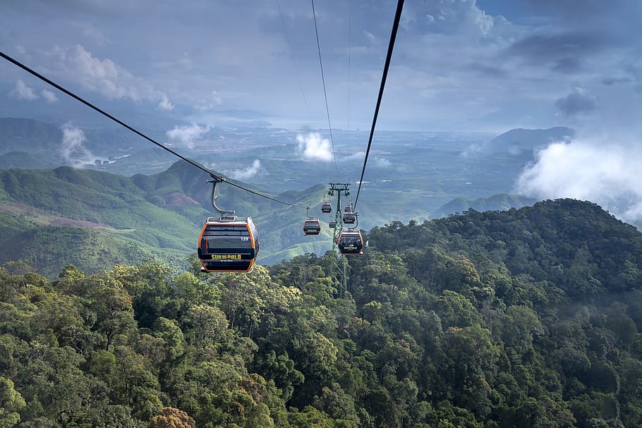 Cable Car View, adventure, aerial, background, cable cars, daylight