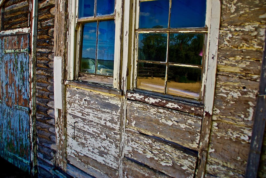 weathered, stripped, old, peeling, paint, window, wooden, architecture HD wallpaper
