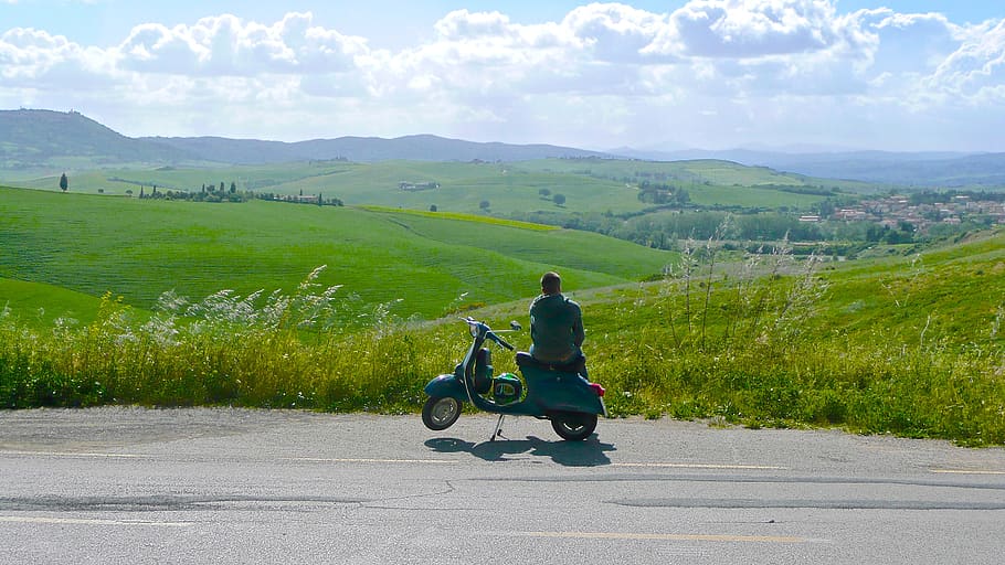 italy, tuscany, transportation, rear view, real people, mountain HD wallpaper