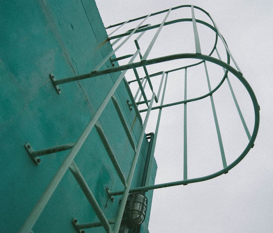 Ladder, emergency exit, steel, built structure, architecture HD wallpaper