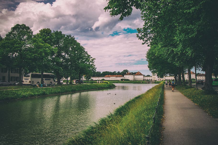 germany, munich, river, palace, trees, nature, plant, cloud - sky HD wallpaper