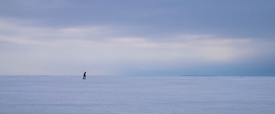 Person on Snow Ground, clouds, daytime, landscape, nature, outdoors HD wallpaper