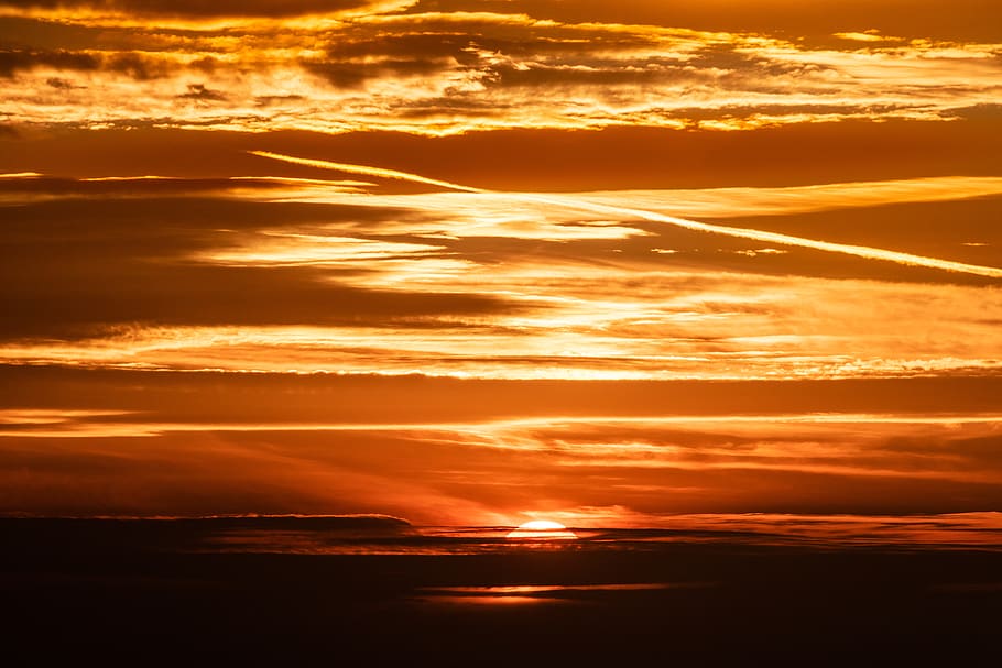 setting sun, sunset, sky, abendstimmung, evening sky, clouds HD wallpaper
