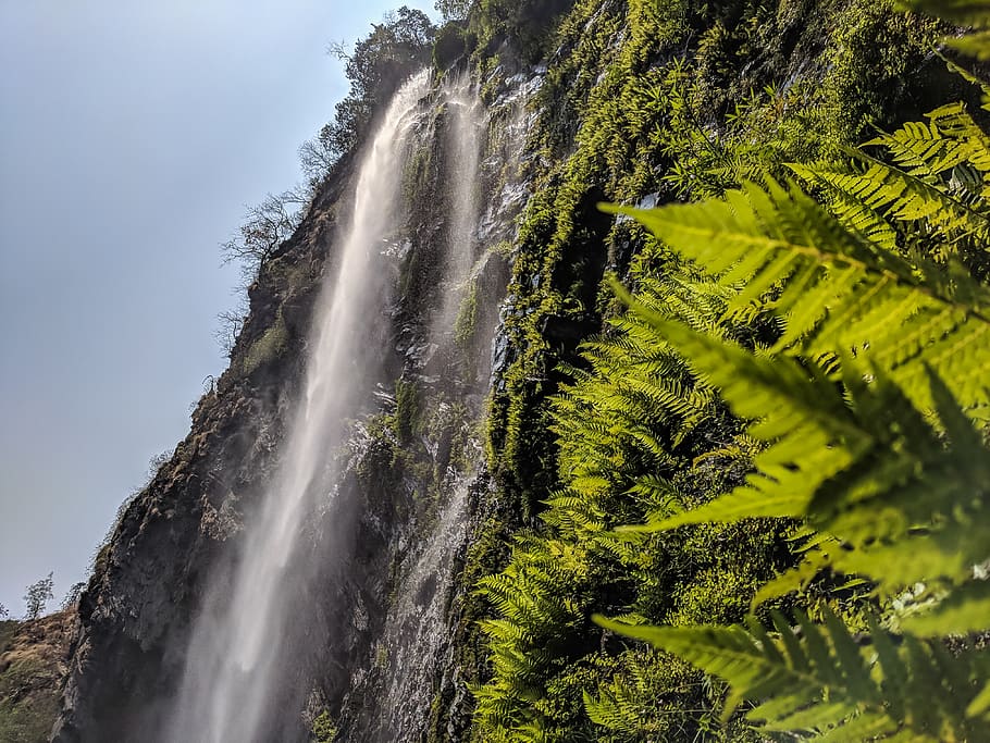 Waterfalls During Daytime, cascade, flow, mist, mountain, nature HD wallpaper