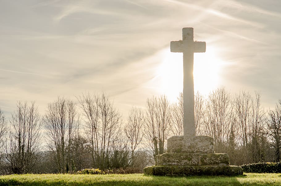 silhouette, cross, tree, graves, mystical, shadow, dark, religion, HD wallpaper
