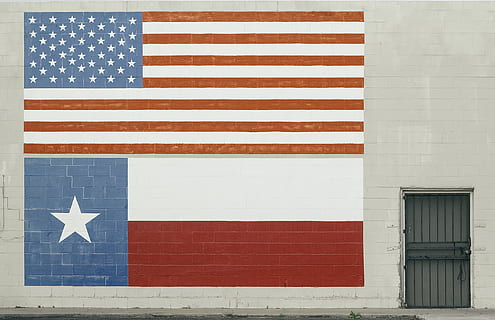 American Flag wall paint, symbol, door, painting, brick wall HD wallpaper
