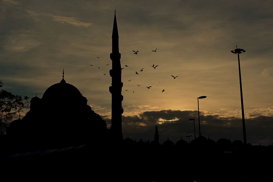 turkey, suleymaniye mosque, sky, silhouette, sunset, cloud - sky, HD wallpaper