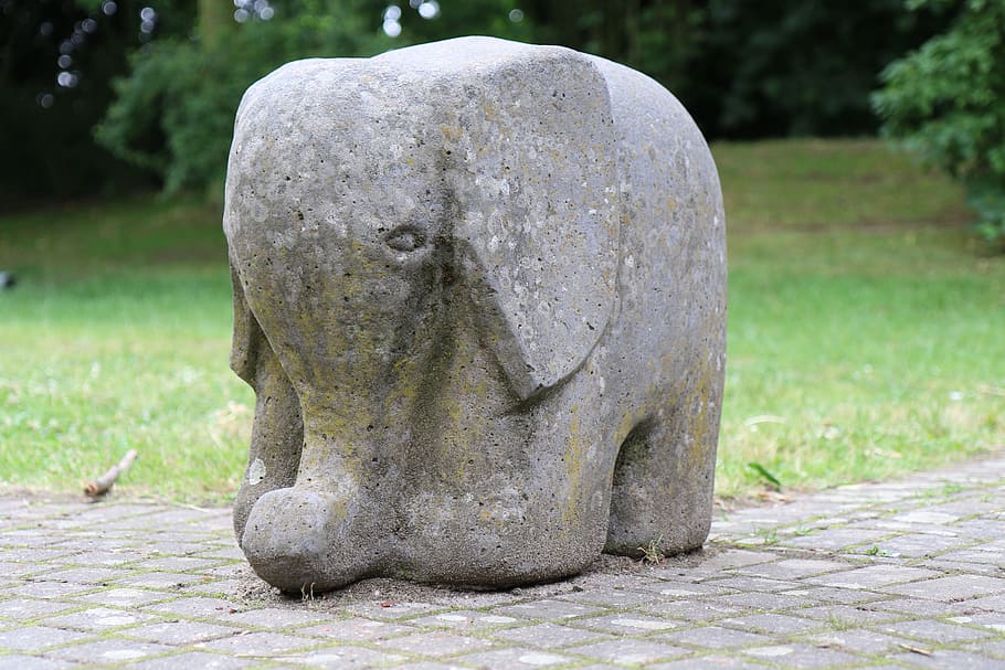 elephant, sculpture, statue, stone, representation, art and craft HD wallpaper