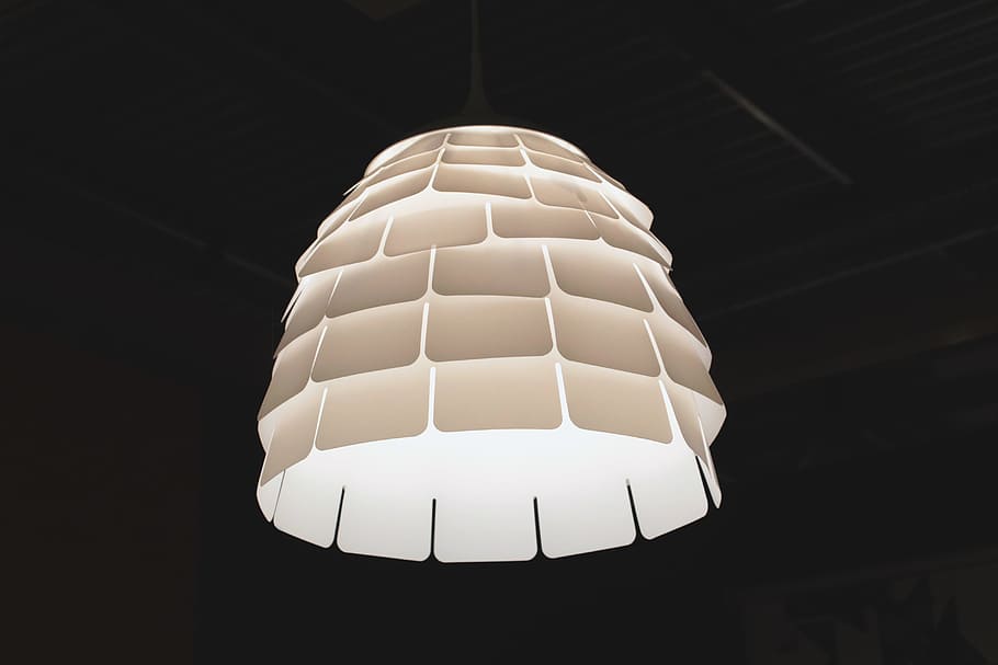Turned on White Pendant Lamp, art, bright, bulb, ceiling lamp HD wallpaper