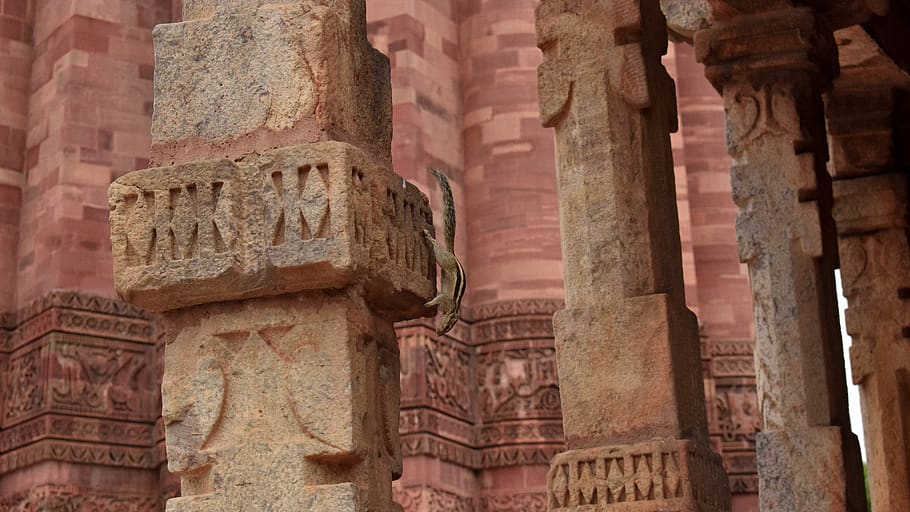india, new delhi, qutab minar, monument, symmetry, hd, color, HD wallpaper