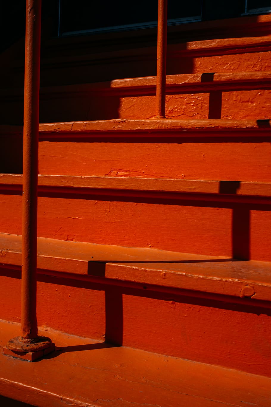 red stairs, canada, montreal, chinatown, brick, furniture, architecture HD wallpaper