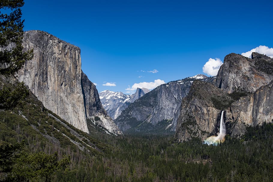 nature, outdoors, mountain, cliff, waterfall, river, usa, yosemite valley HD wallpaper