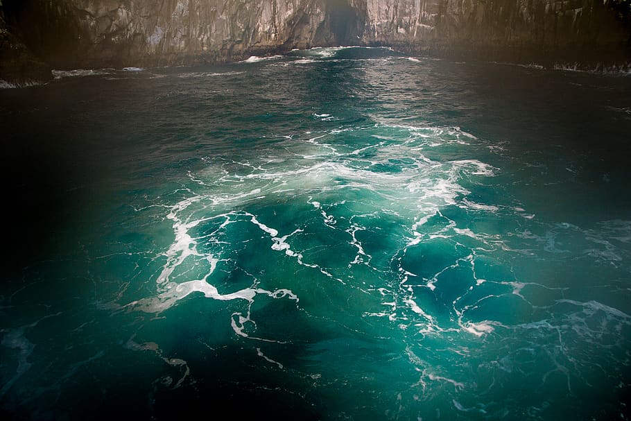 blue ocean waves, water, nature, sea, outdoors, land, shoreline HD wallpaper