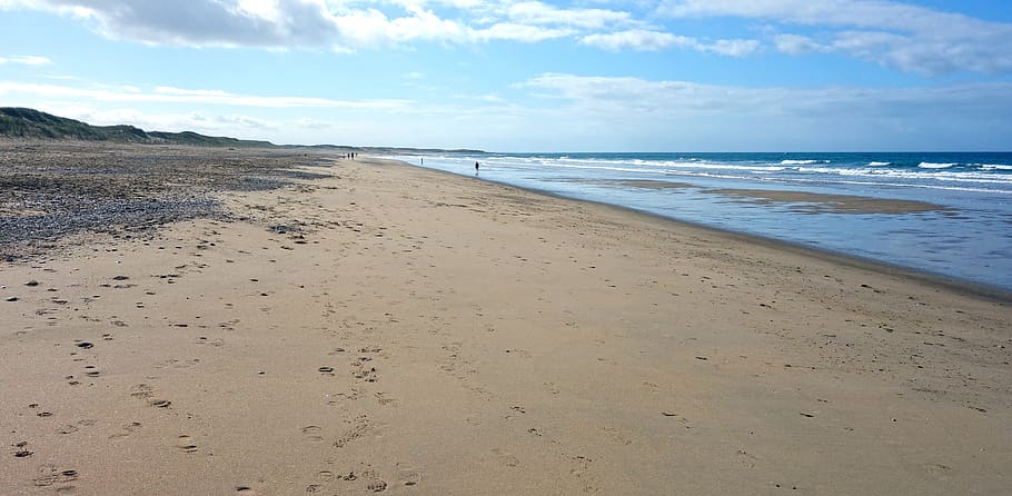 france, vendée, seaside, beach, land, water, sand, sky, cloud - sky HD wallpaper