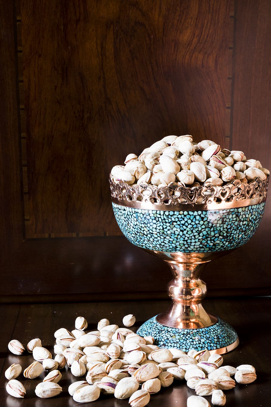 pistachio, turquoise, copper, vase, handicrafts, iran, handmade