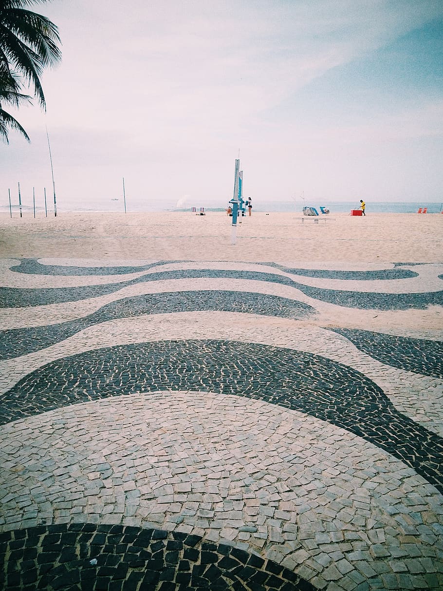 People Standing Near Shore, beach, beautiful, color, copacabana, HD wallpaper