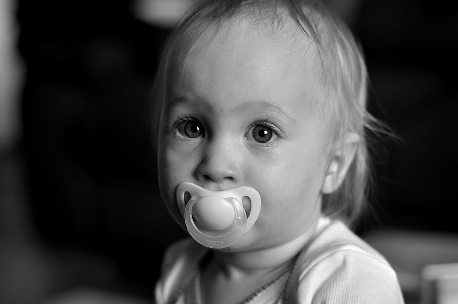 Grayscale Photography of Girl, adorable, baby, black-and-white