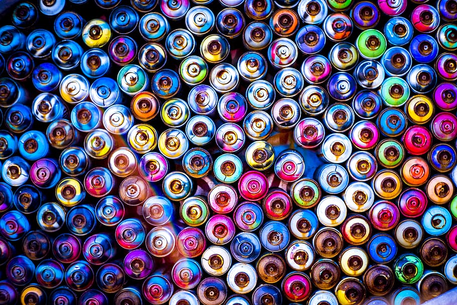 Spray Paint Cans, colorful, colourful, spray paints, multi colored