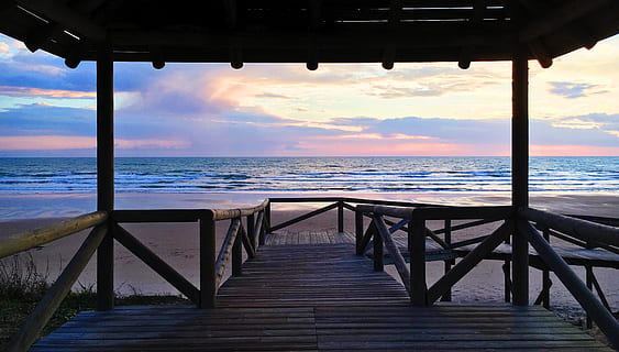 españa, rota, sea, waves, beach, sunset, water, sky, cloud - sky HD wallpaper