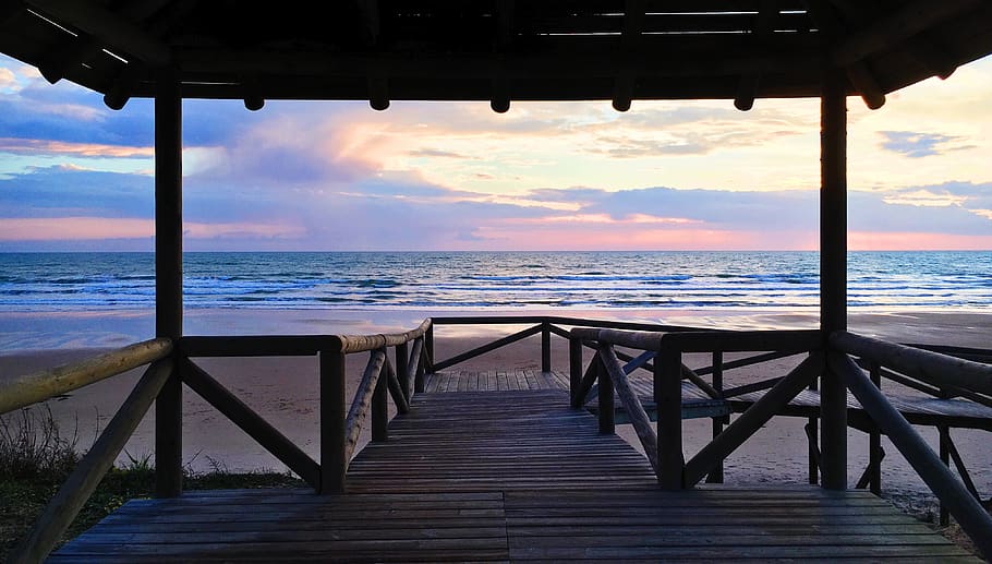 españa, rota, sea, waves, beach, sunset, water, sky, cloud - sky HD wallpaper