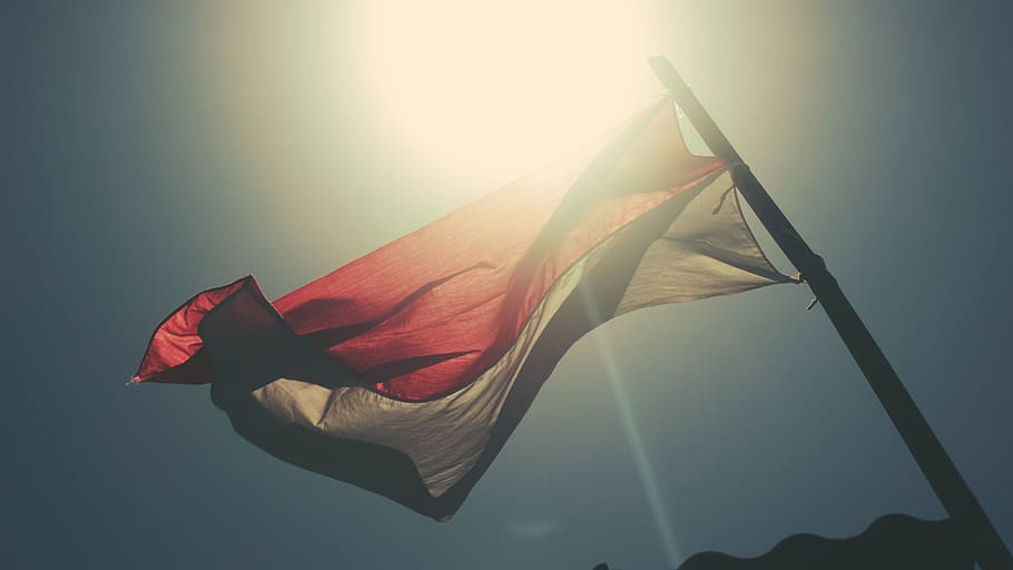 indonesia, flag, merah, putih, national, nature, sky, sunlight, HD wallpaper