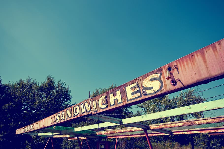 rust, abandoned, derelict, sign, signage, restaurant, vacant HD wallpaper
