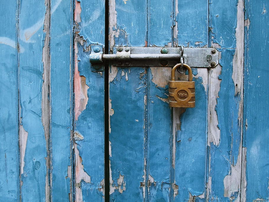 lock, door, combination lock, rust, locker, clock, wall clock, HD wallpaper