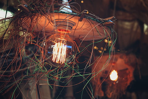 light bulb turned-on, lighting, light fixture, trento, italy HD wallpaper
