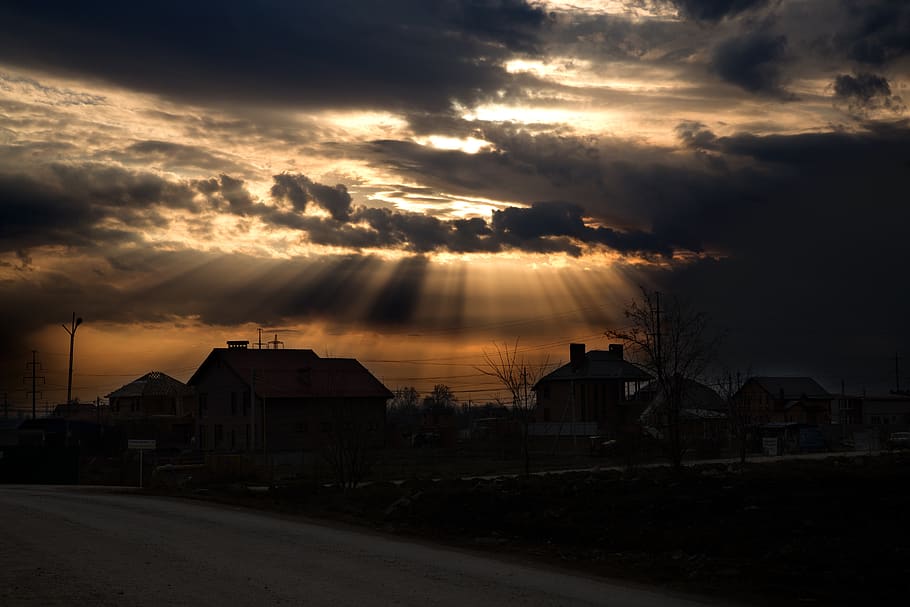 sunset, rays, horizon, sky, evening, summer, dahl, clouds, cloud - sky HD wallpaper
