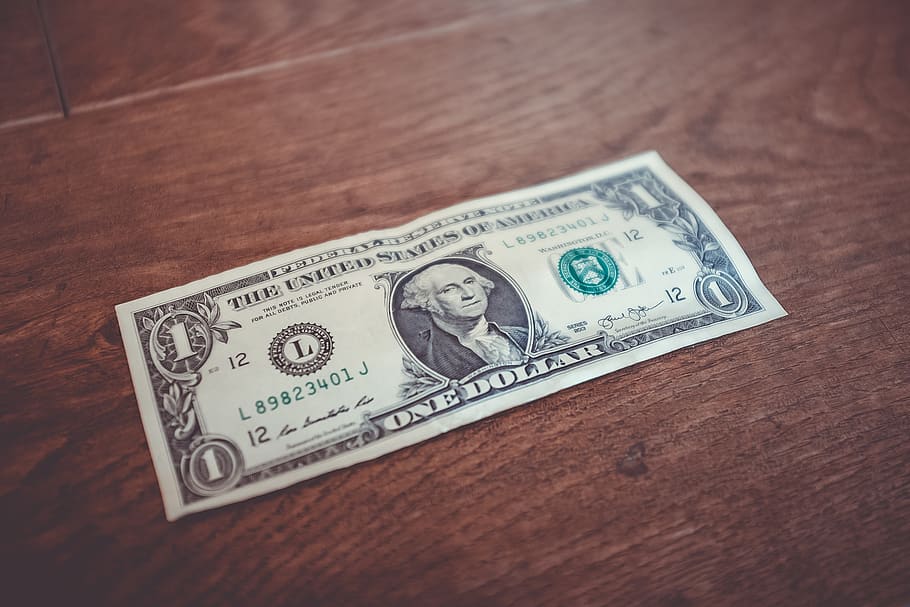 A one dollar bill sitting on the floor., las vegas, united states