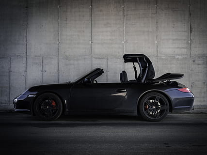 black convertible coupe, transportation, car, vehicle, automobile HD wallpaper