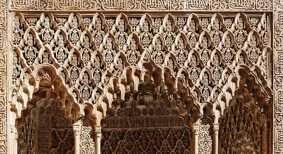 spain, granada, alhambra, ornament, architecture, built structure, HD wallpaper