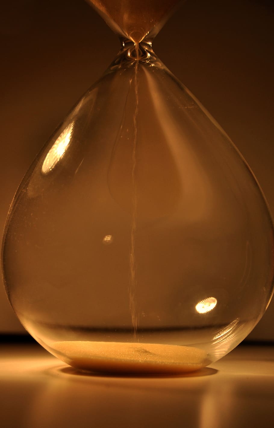 hourglass, brown, warm, light, time, sand, shape, calm, indoors HD wallpaper