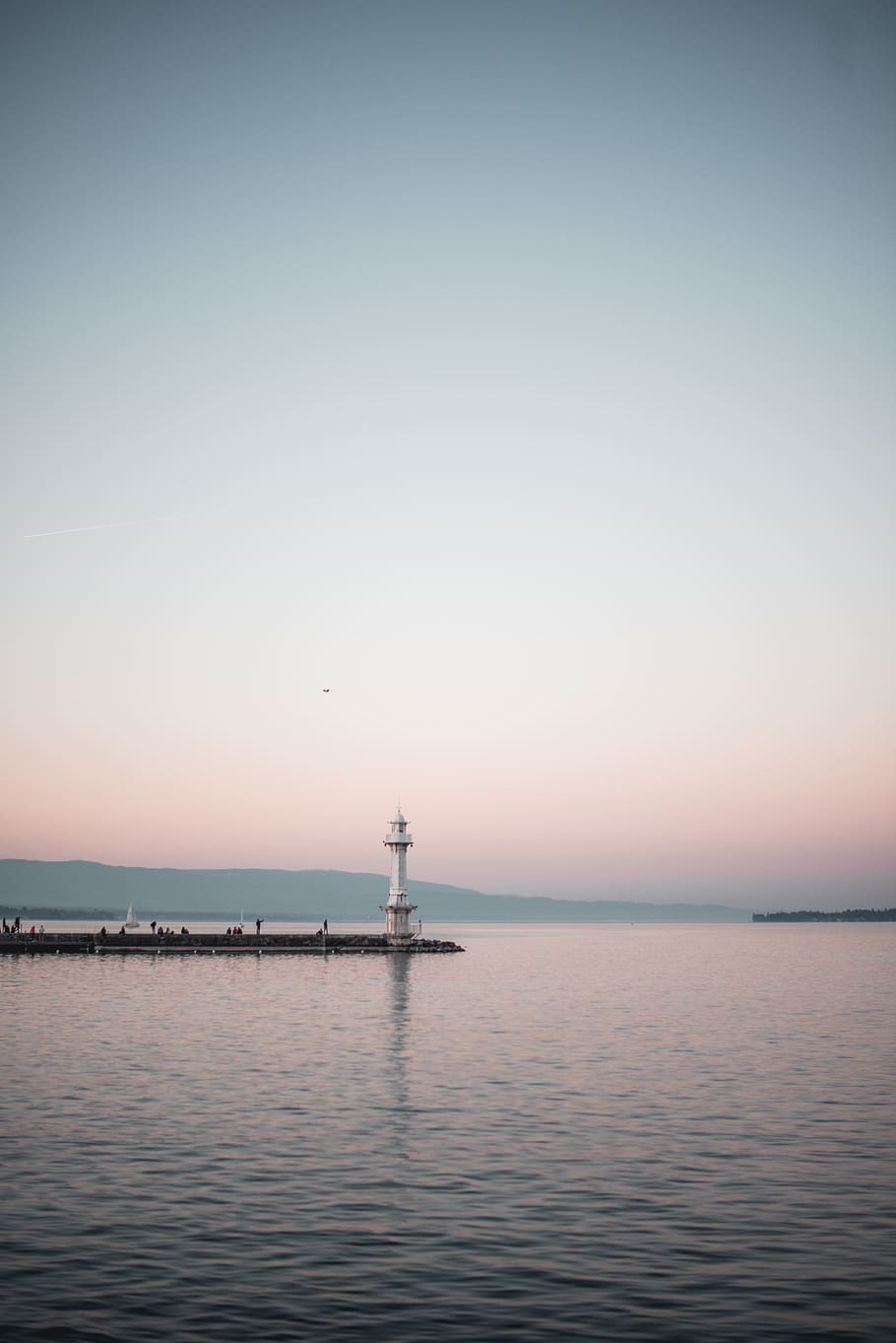 White Lighthouse Beside Body Of Water, dawn, ocean, sea, seascape HD wallpaper