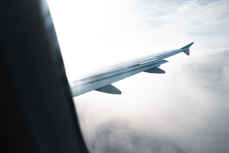 flying white plane wings, aircraft, vehicle, transportation, airplane HD wallpaper
