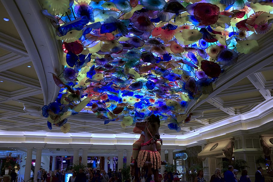 las vegas, architecture, ceiling, real people, large group of people HD wallpaper
