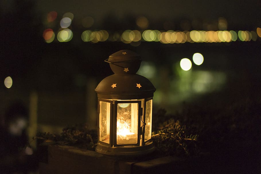 Yellow Lantern during Night, candle, light, illuminated, lighting equipment HD wallpaper